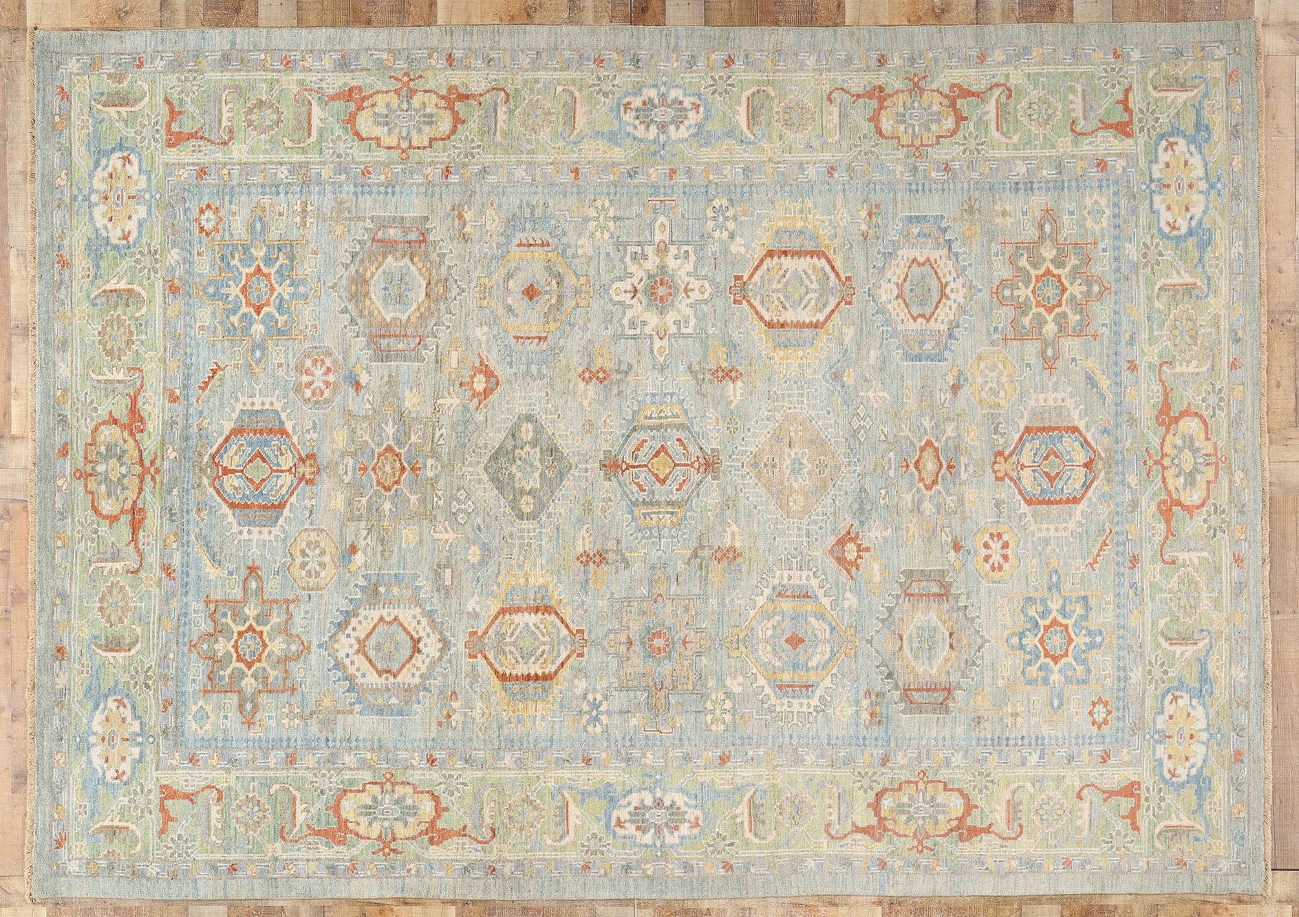 Contemporary Blue Persian Sultanabad Rug For Sale 3