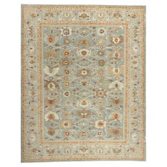 Tapis persan Sultanabad bleu contemporain