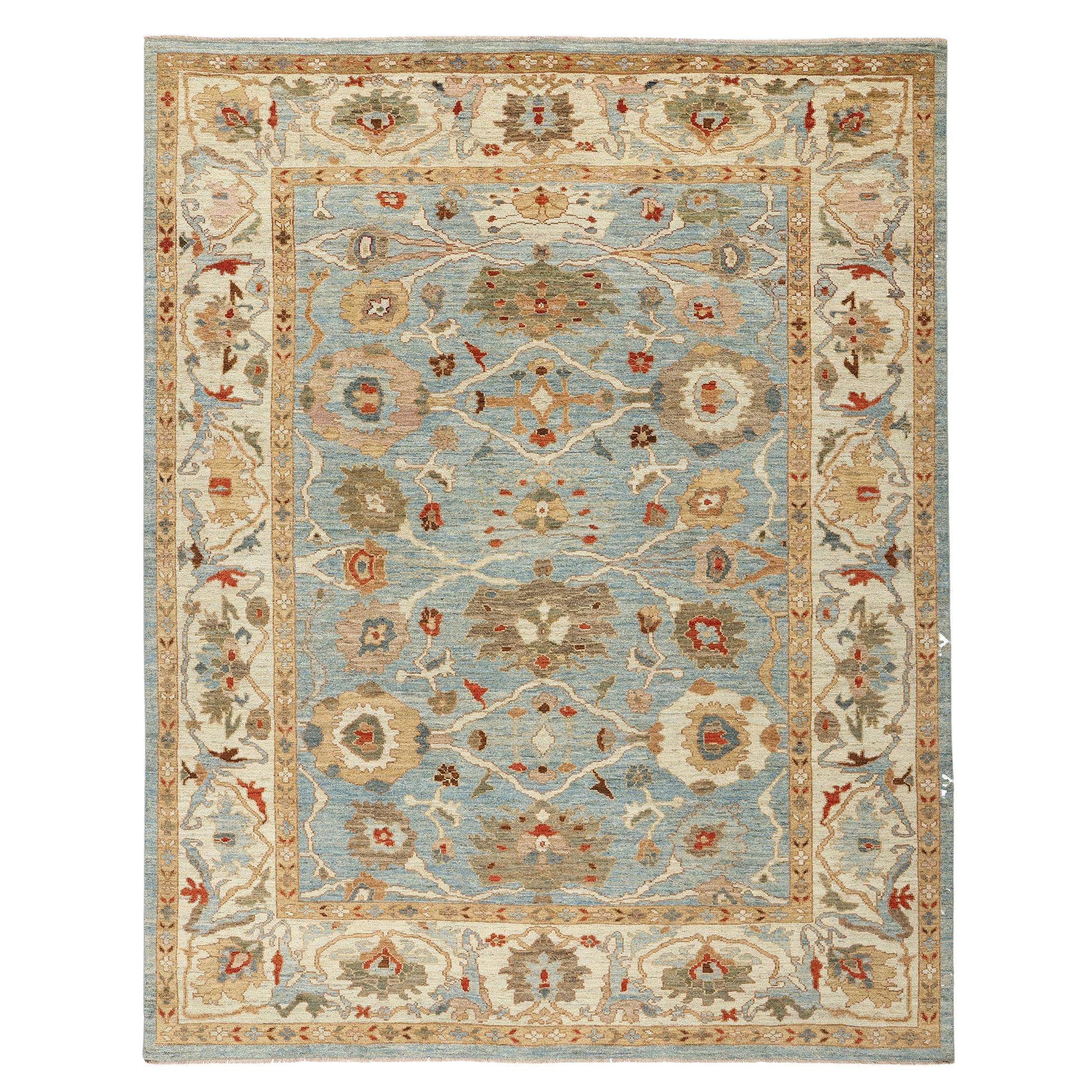 Contemporary Blue Persian Sultanabad Rug For Sale