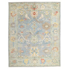 Nuovo tappeto persiano Sultanabad Rugs blu contemporaneo con stile transitorio