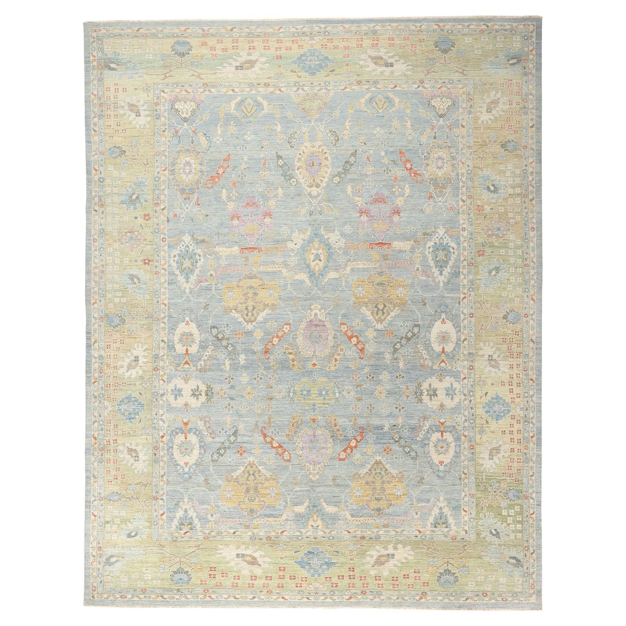 Contemporary Blue Persian Sultanabad Rug For Sale