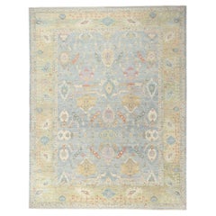 Tapis persan Sultanabad bleu contemporain