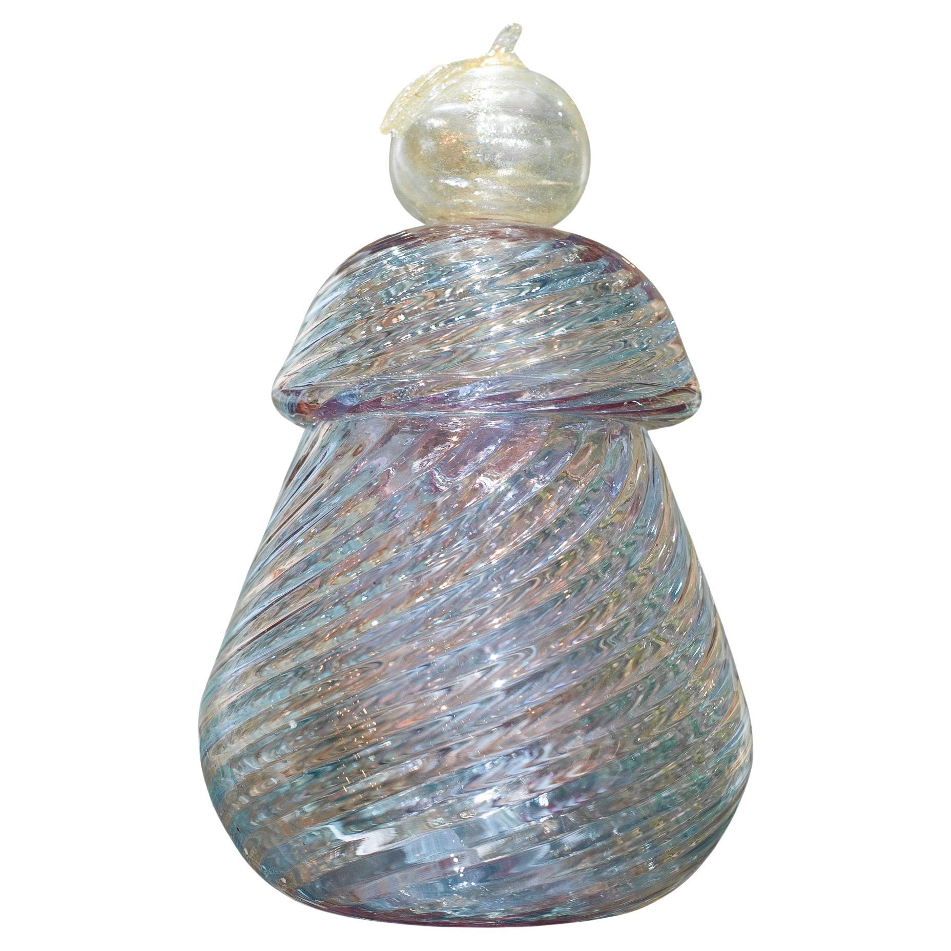 Contemporary Blue, Pink, and Gold Murano Glass Cookie Jar by Gabriele Urban