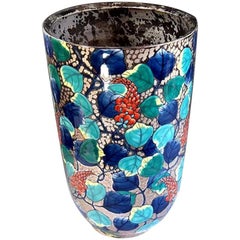 Zeitgenössische blaue Platin-Porzellanvase des japanischen Meisters