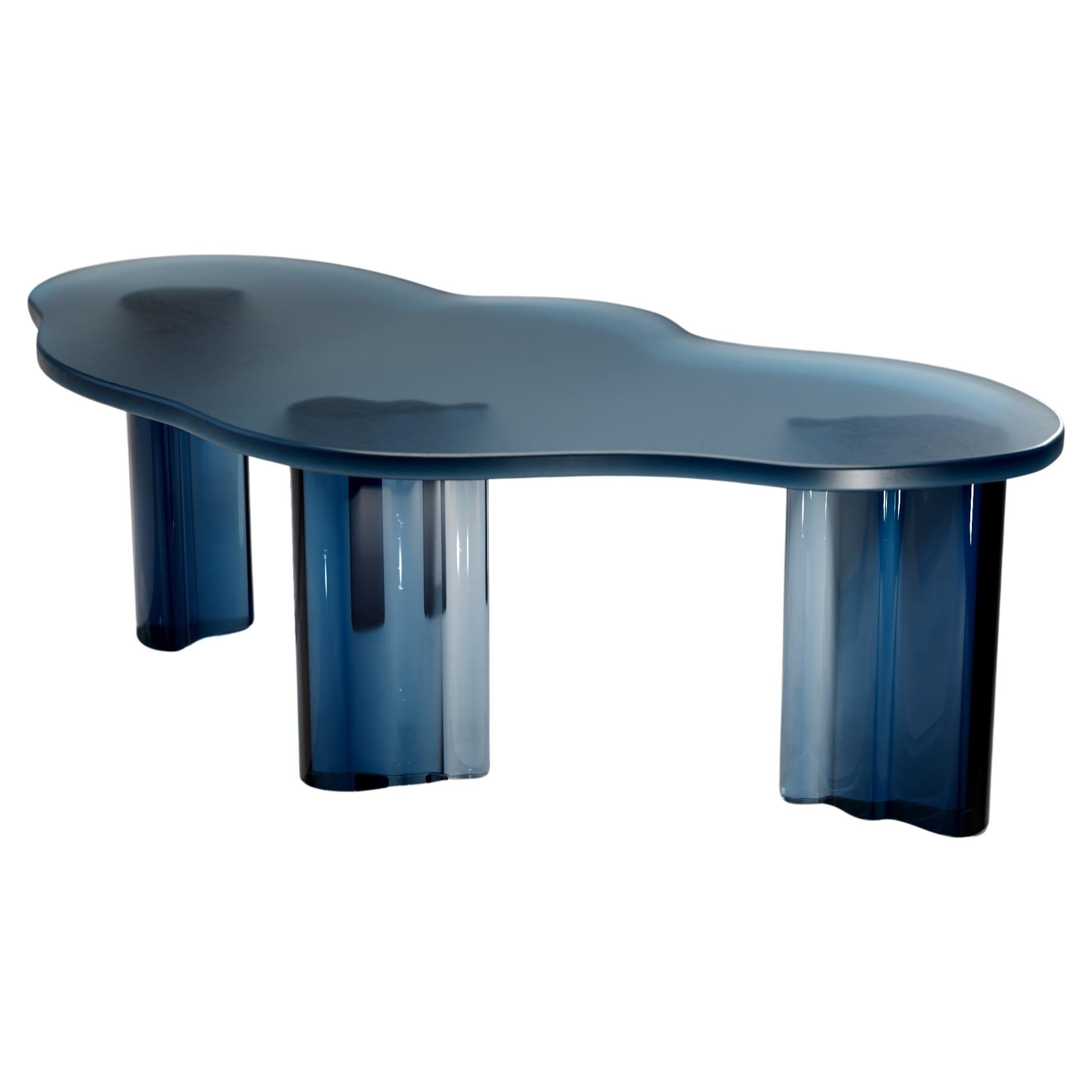 Contemporary blue resin organic laya Esstisch