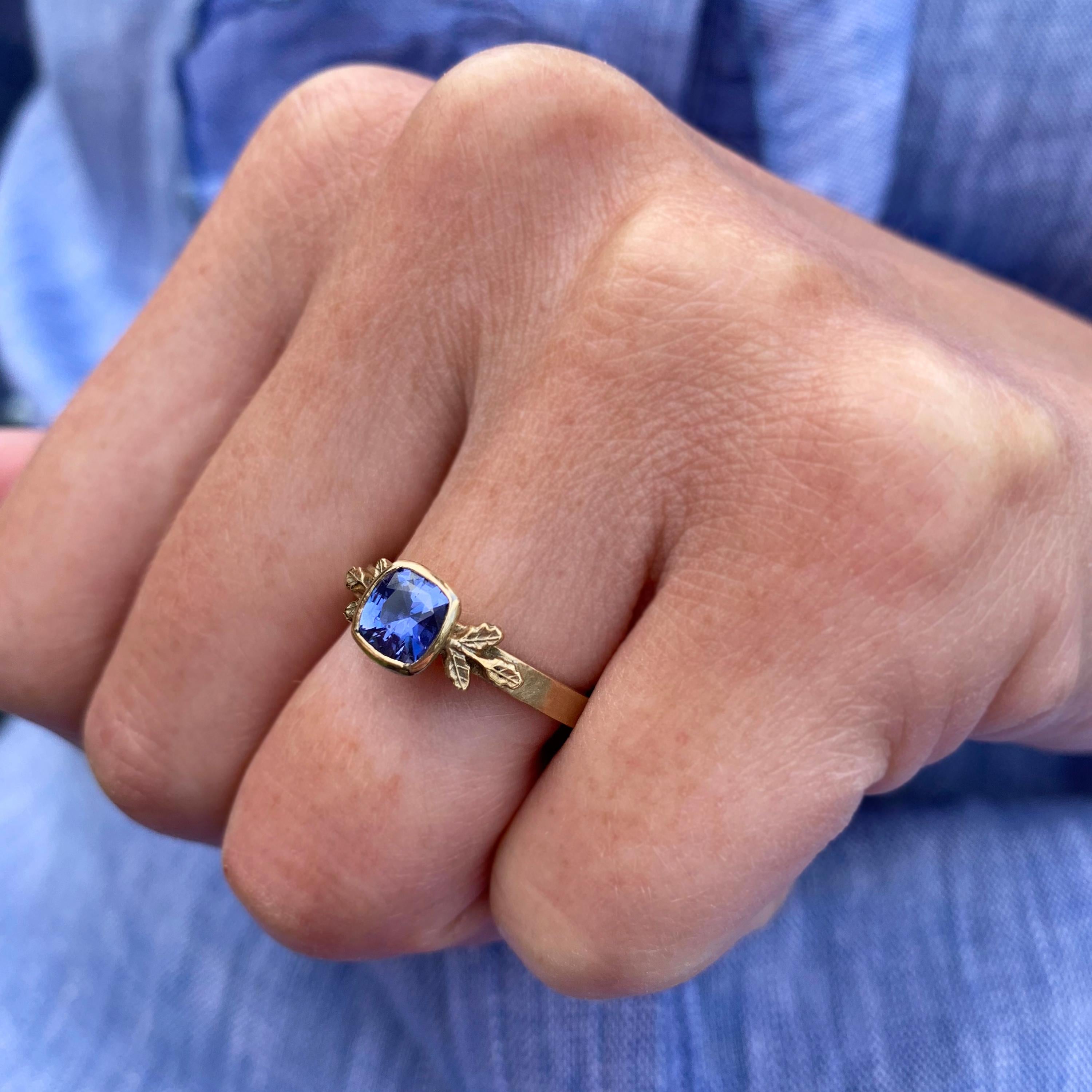 Cushion Cut Contemporary Blue Sapphire Solitaire Ring