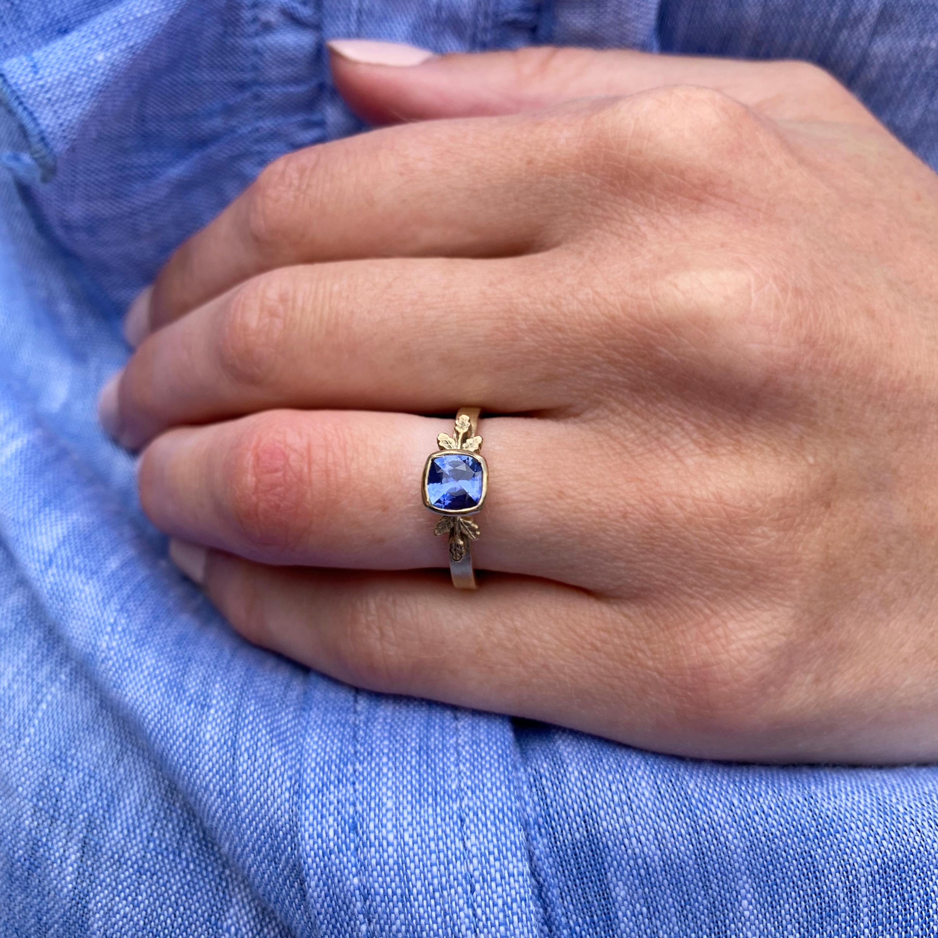 Contemporary Blue Sapphire Solitaire Ring 1