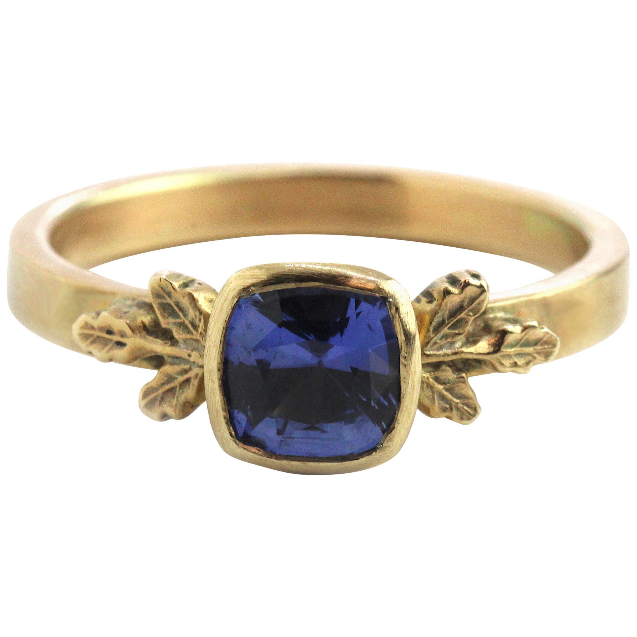 Contemporary Blue Sapphire Solitaire Ring