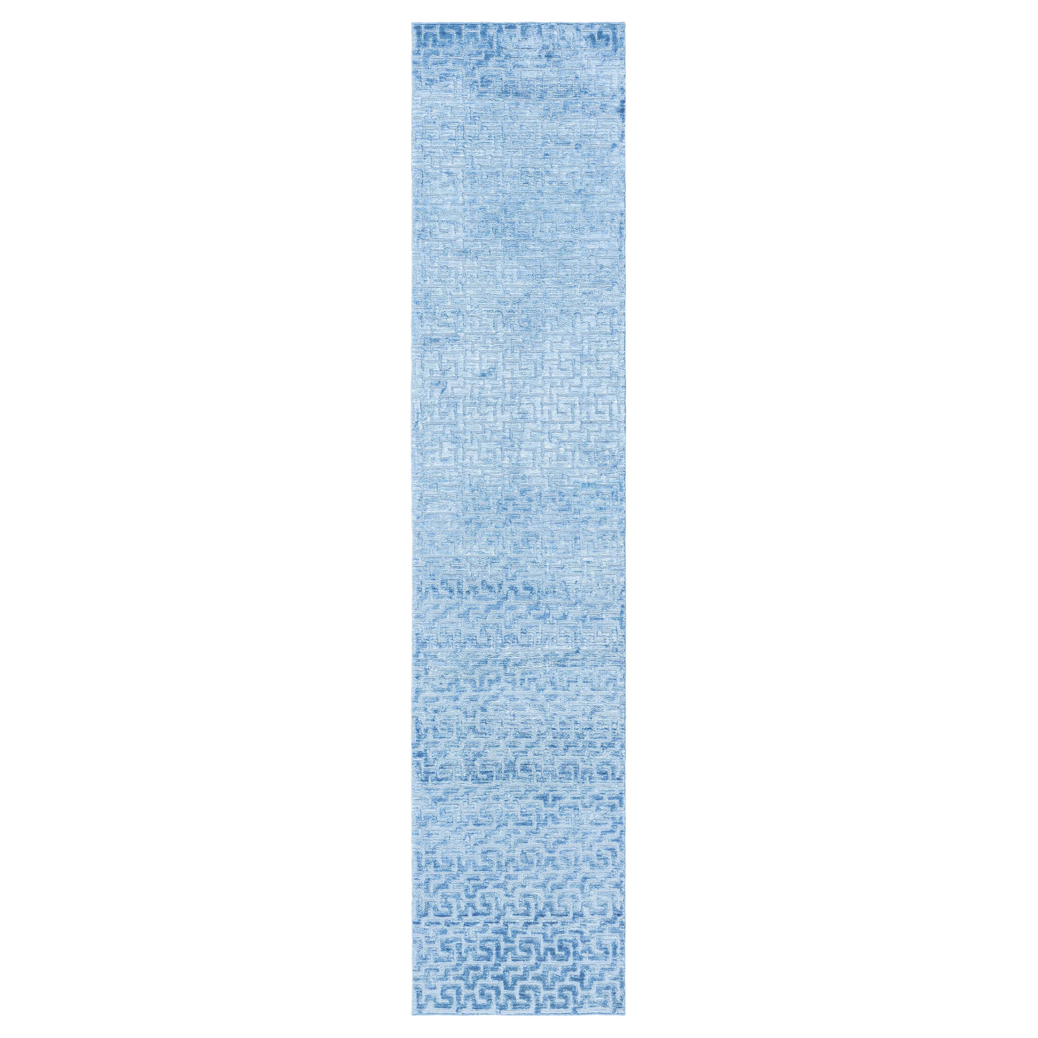 Chemin de table Contemporary Blue Silk Fragment Runner by Doris Leslie Blau en vente