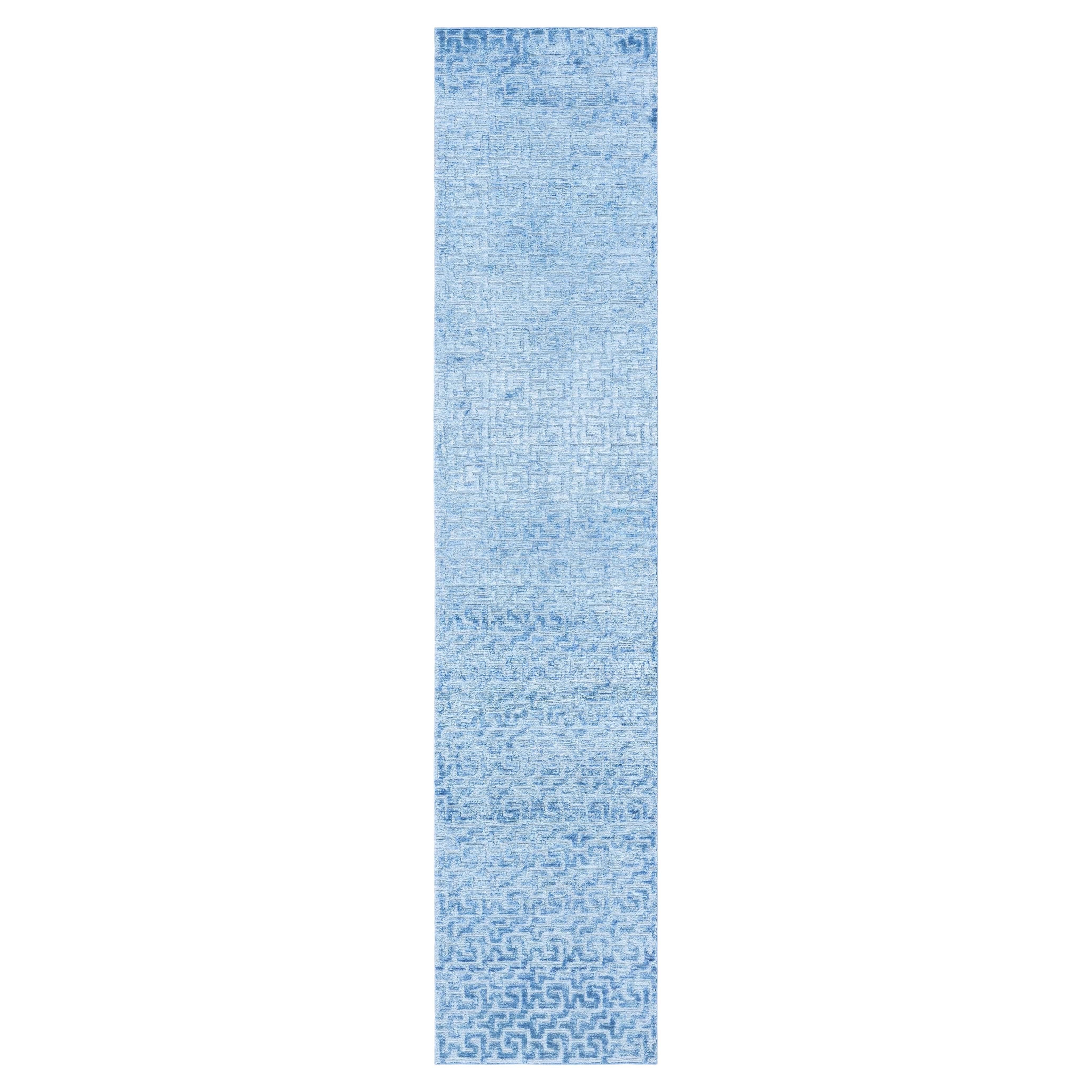 Contemporary Blue Silk Fragment Runner by Doris Leslie Blau