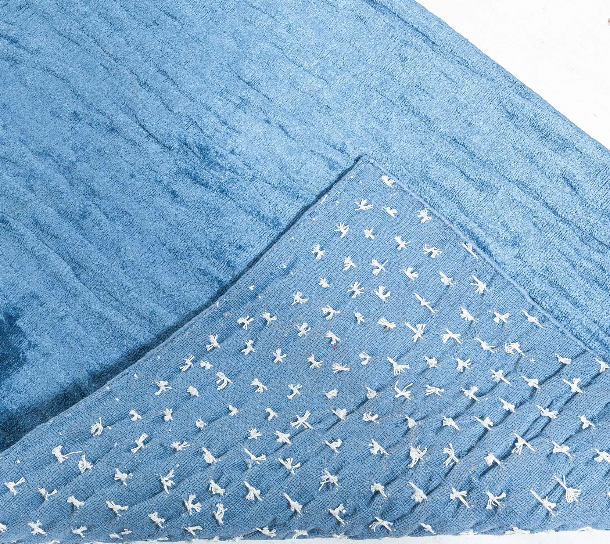 Contemporary Blue Silk Runner For Sale 1