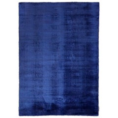 Contemporary Deep Blue Soft Shiny Silky Rug by Deanna Comellini 250x350 cm