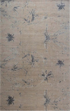 Contemporary Blue Splash Abstract Handmade Wool Rug by Doris Leslie Blau