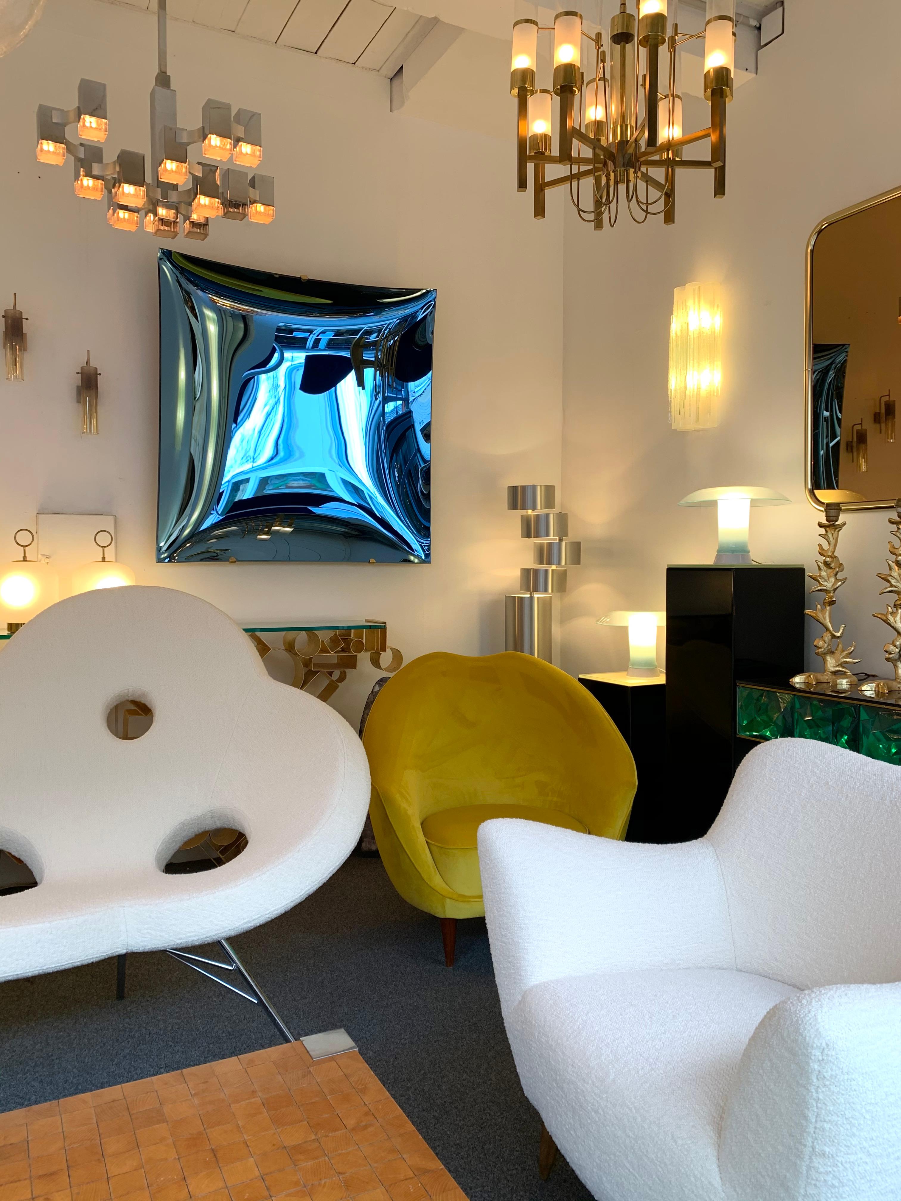 Contemporary Blue Square Curve Mirror, Italy 4