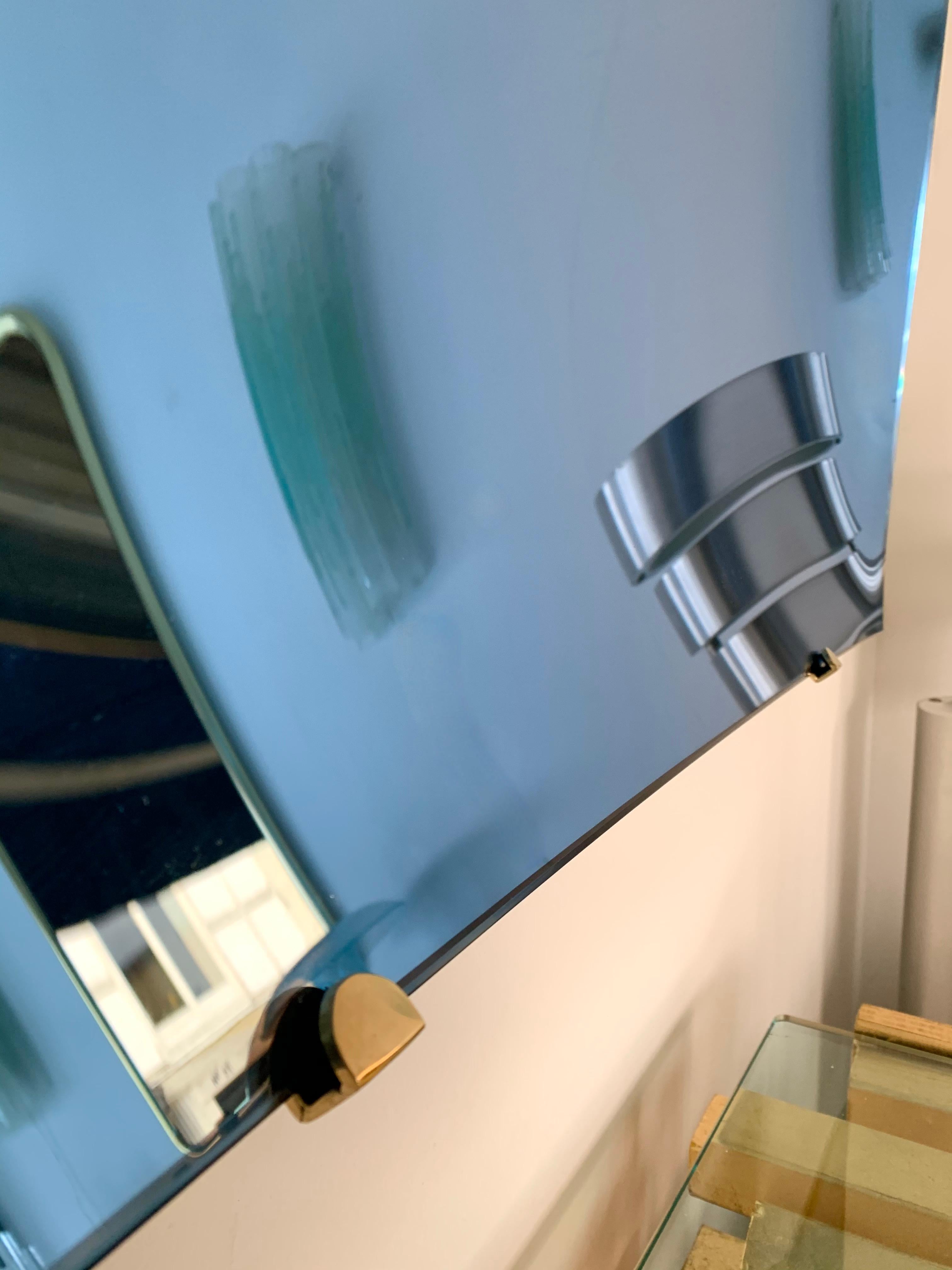 Miroir carré bleu contemporain à courbes, Italie Neuf - En vente à SAINT-OUEN, FR