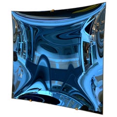 Contemporary Blue Square Curve Mirror, Italy