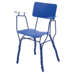 Contemporary Blue Steel Twisted Arm Chair by by Ward Wijnant