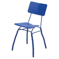 Contemporary Blue Steel Twisted Dining Chair by Ward Wijnant