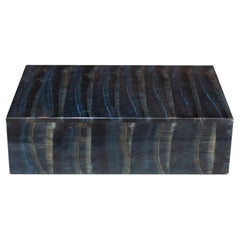 Contemporary Blue Tigers Eye Box with Hinged Lid