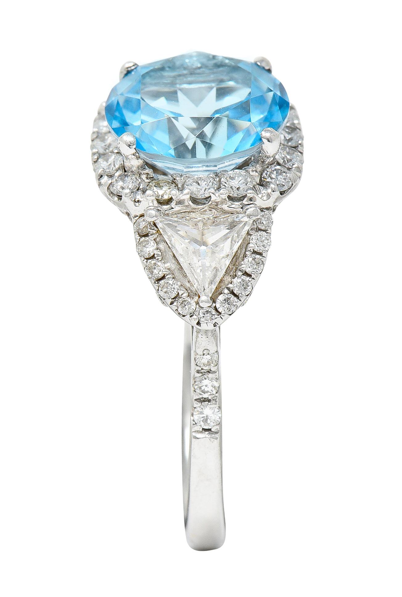 Contemporary Blue Topaz Diamond 18 Karat White Gold Gemstone Ring 6