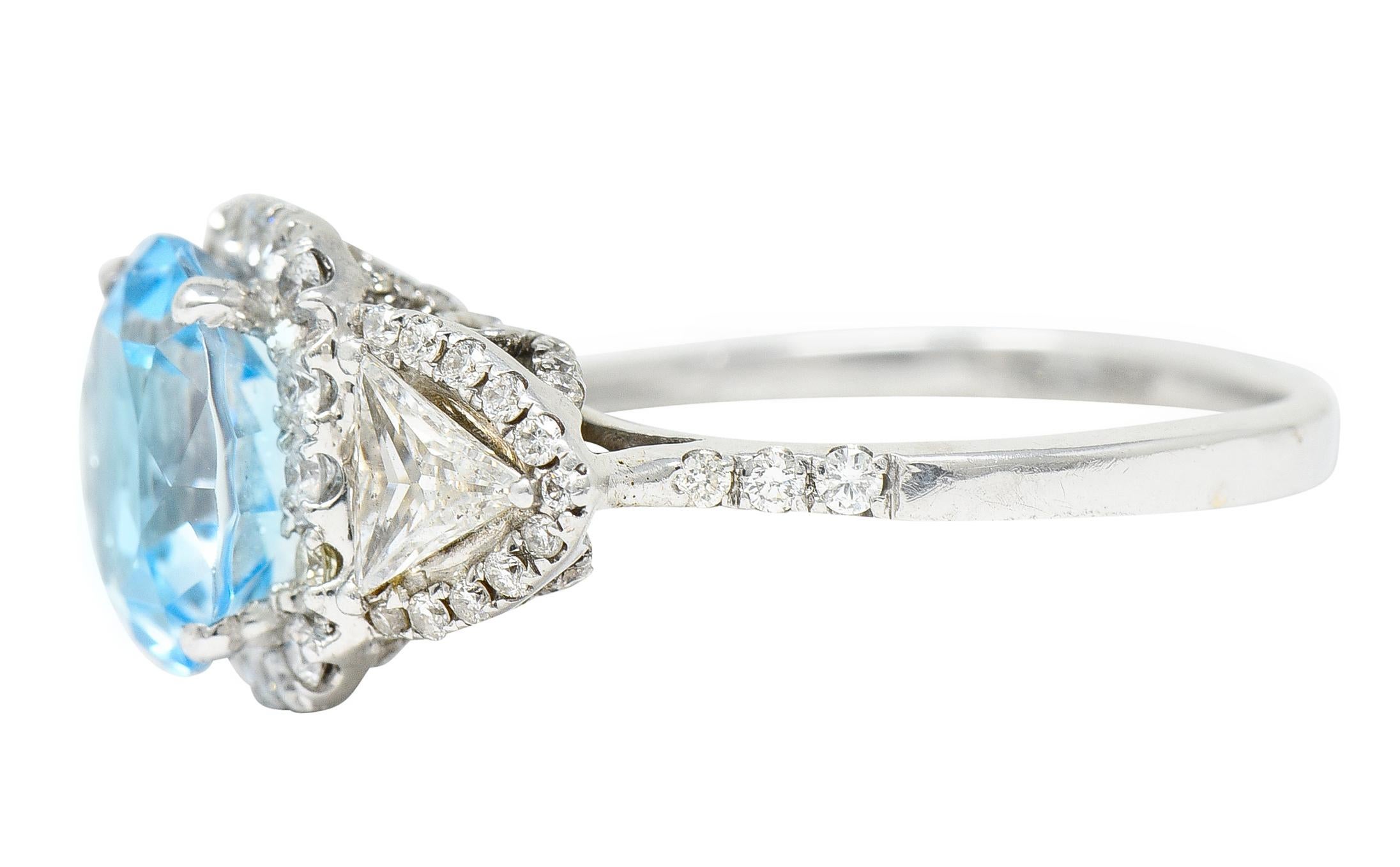 Contemporary Blue Topaz Diamond 18 Karat White Gold Gemstone Ring 1