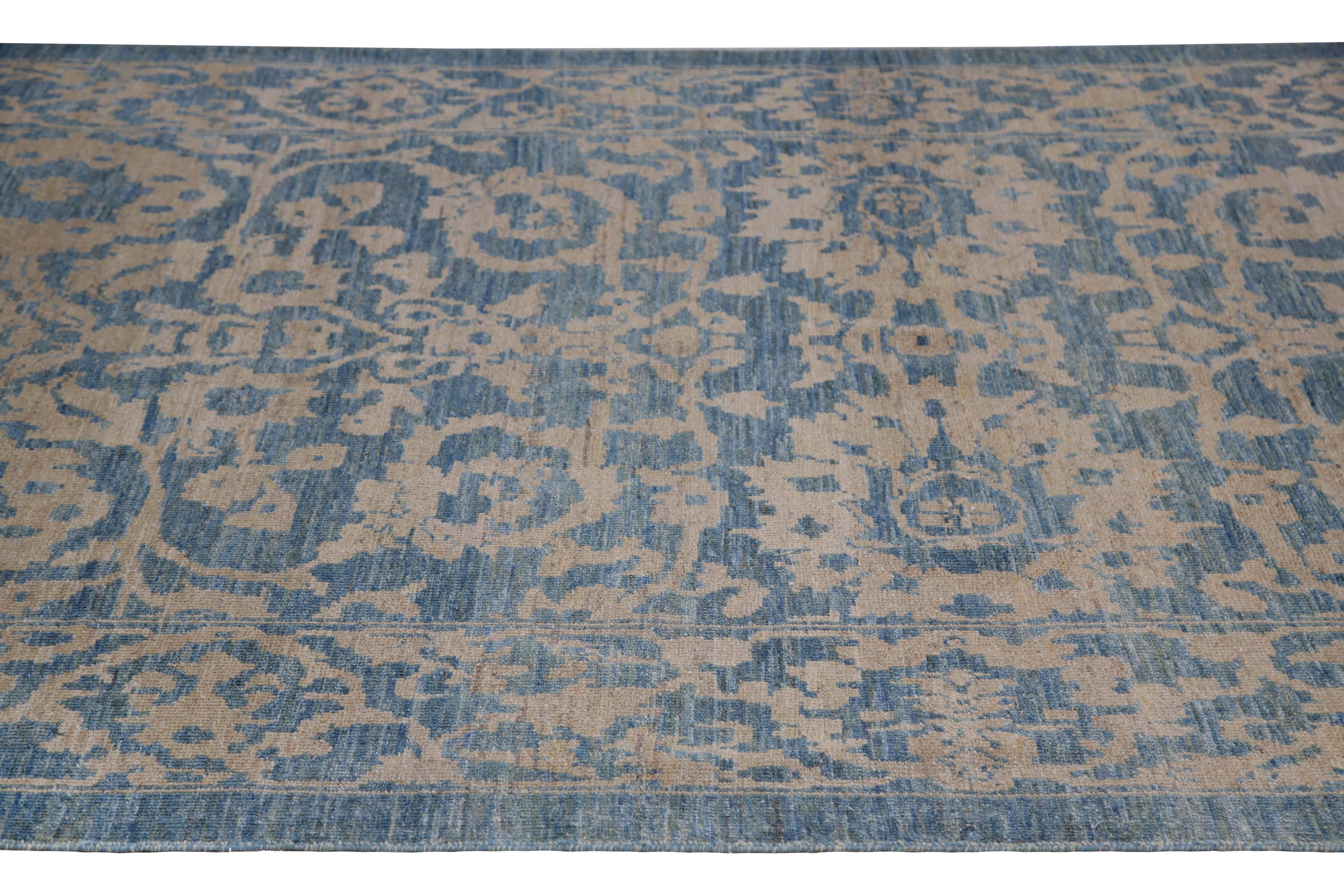 Contemporary Blue Turkish Sultanabad Rug In New Condition For Sale In Dallas, TX
