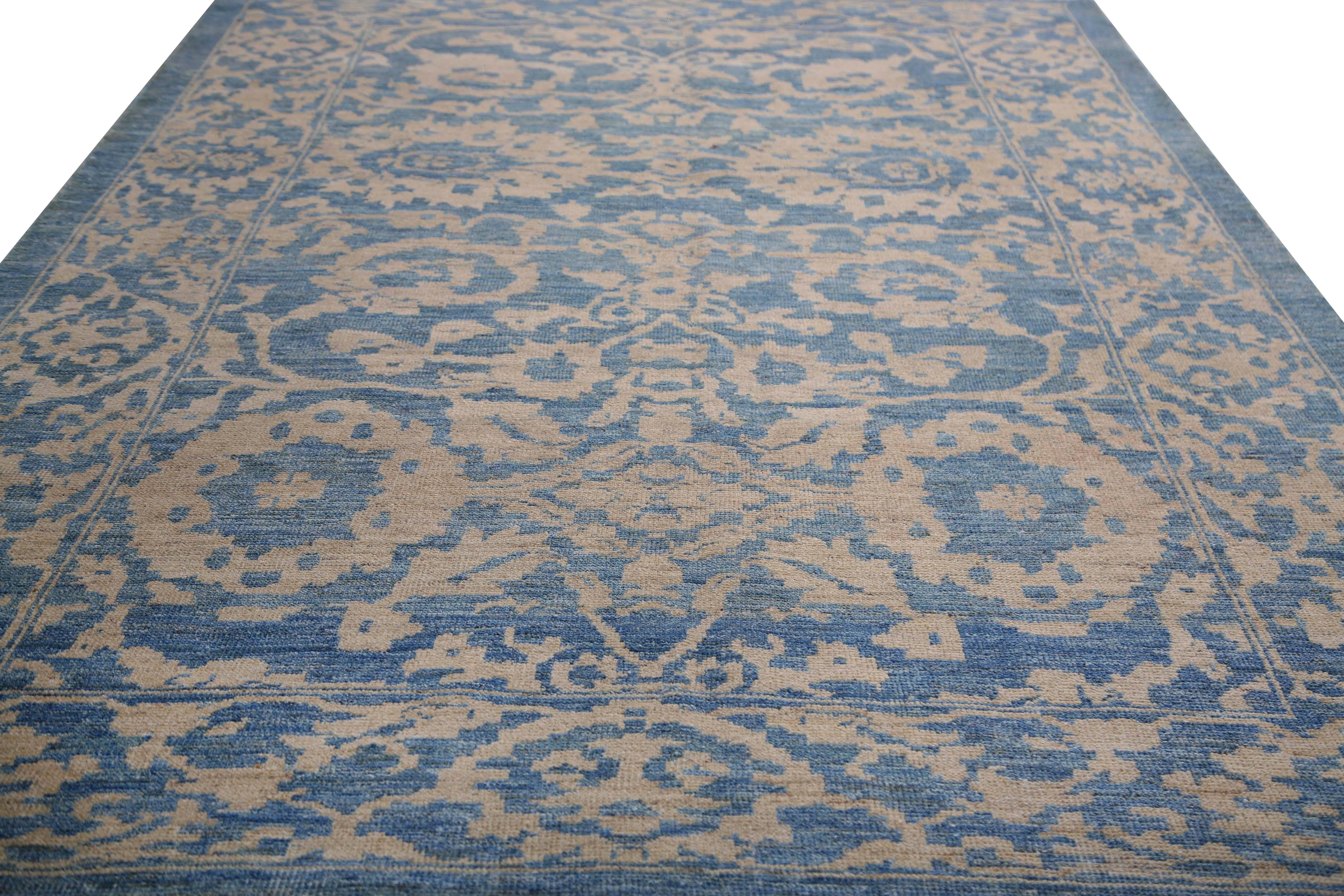 Contemporary Blue Turkish Sultanabad Rug For Sale 2