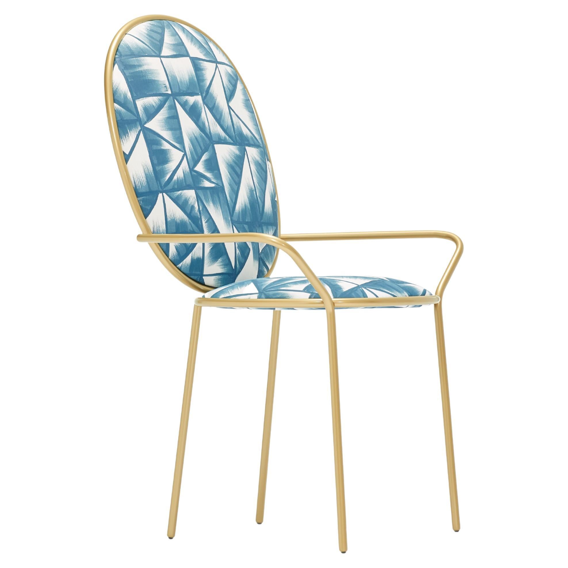 Fauteuil de salle à manger contemporain tapissé de velours bleu - Stay par Nika Zupanc en vente