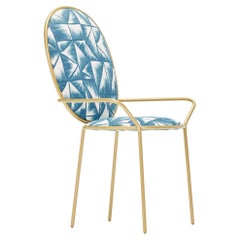 Contemporary Blue Velvet Upholstered Dining Armchair - Stay by Nika Zupanc