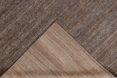 Contemporary Hand-Woven Wool and Silk Area Rug, Brown and Blue, India
