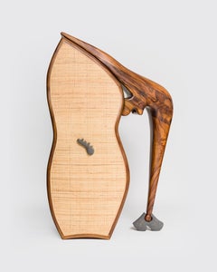Contemporary, bohemian and Organic Shaped Teak Mwasi Armoire