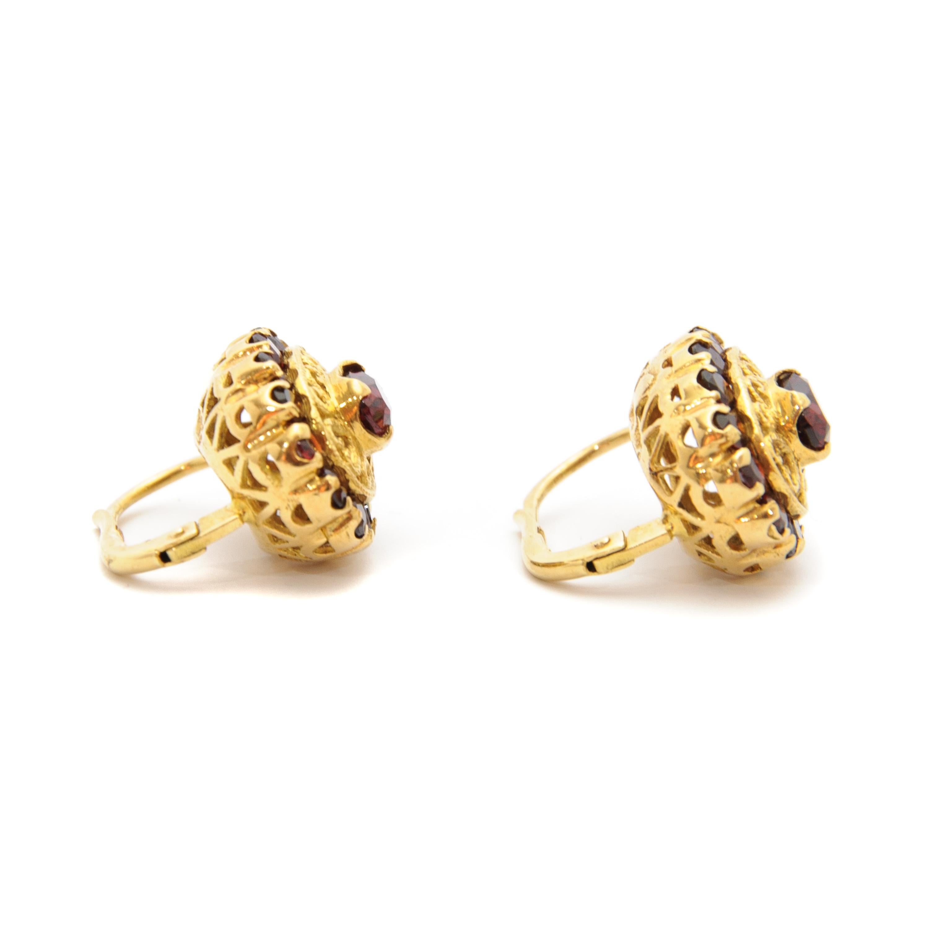 18 Karat Gelber Granat-Cluster-Ohrringe aus Gold Damen im Angebot
