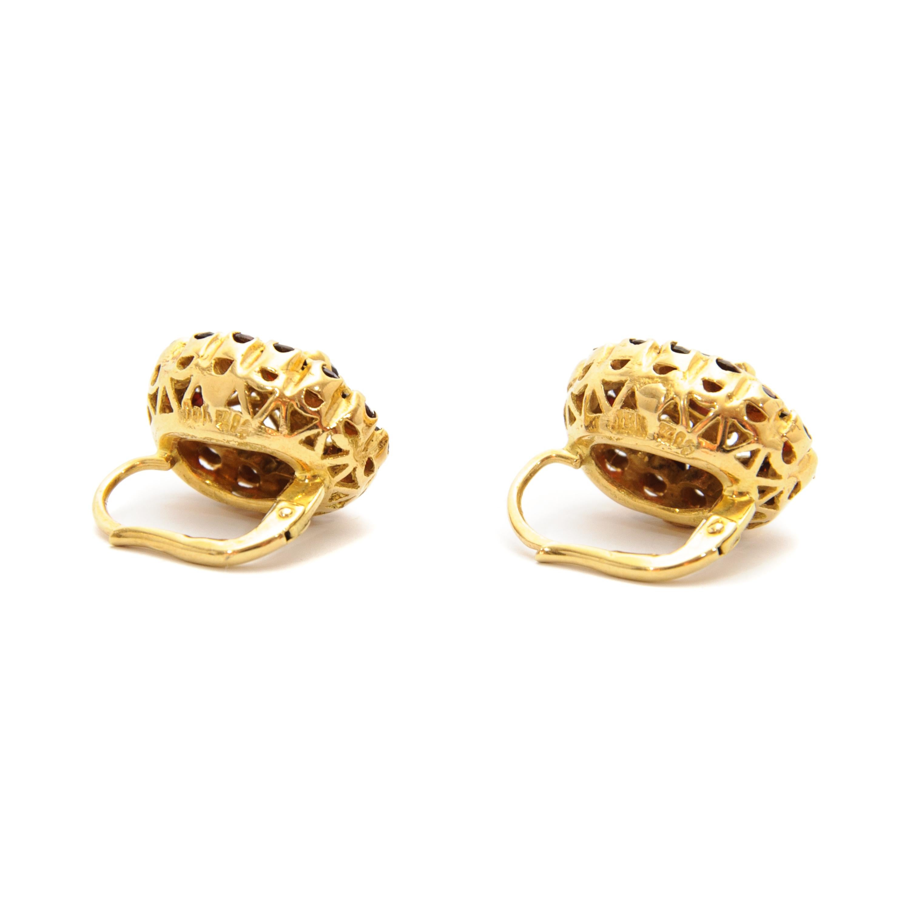 18 Karat Gelber Granat-Cluster-Ohrringe aus Gold im Angebot 1