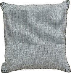 Contemporary Boho Chic Wool and Cotton Pillow In Gray