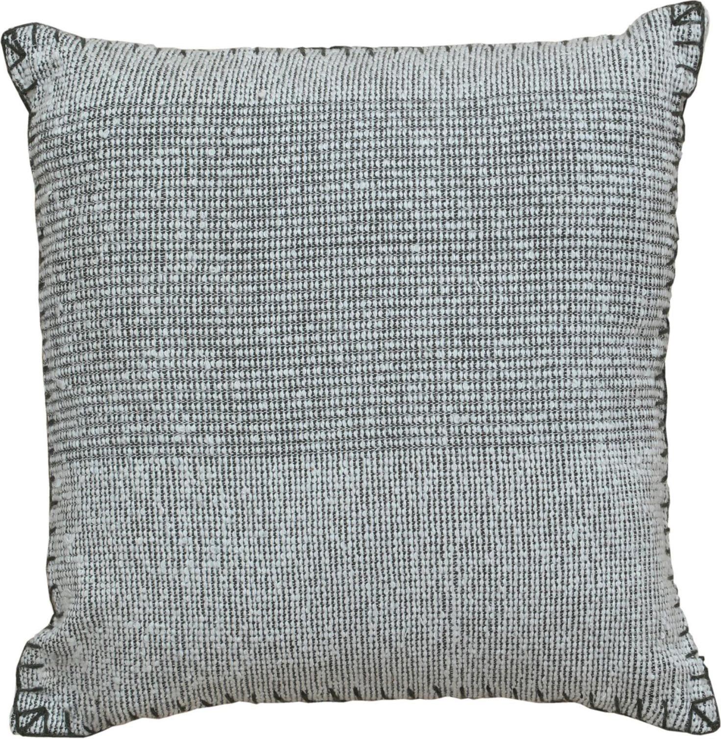 Indian Contemporary Boho Chic Wool and Cotton Pillow In Gray For Sale