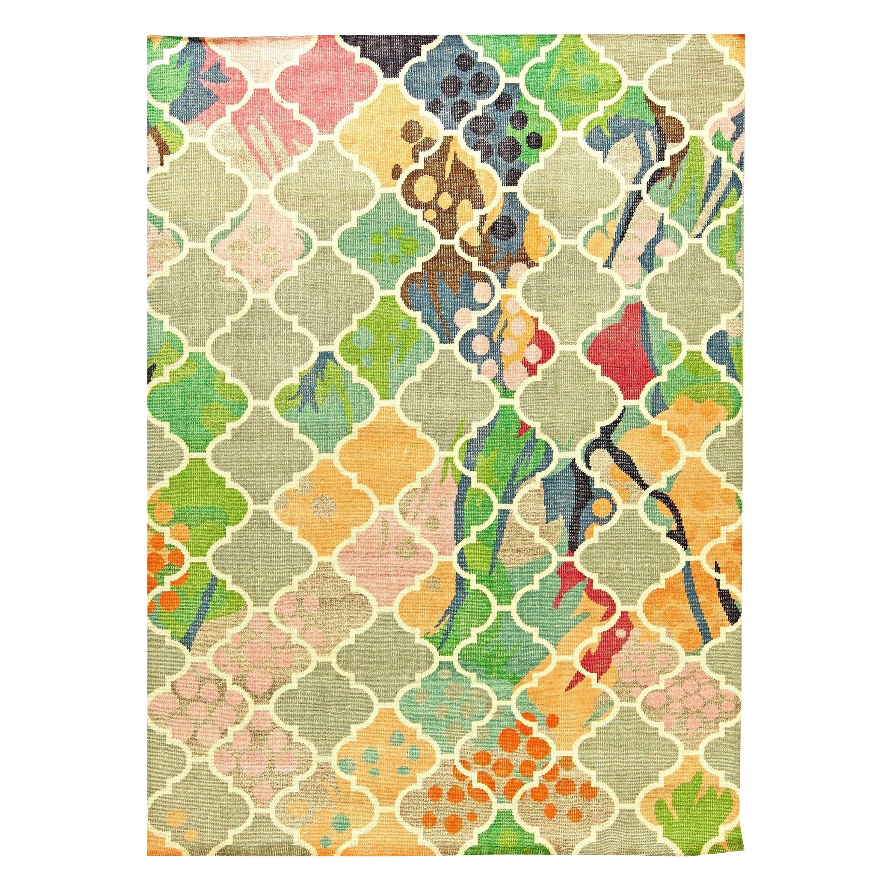 Zeitgenössischer, kühner, traditioneller, handgefertigter Wollteppich von Doris Leslie Blau