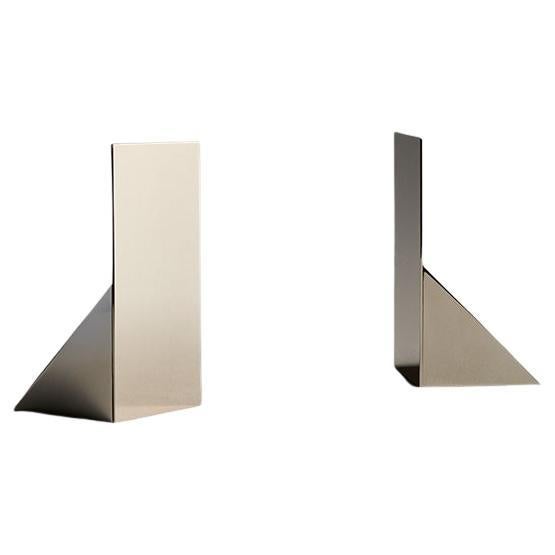 Contemporary Book Ends in Stainless Steel, Minimal Design by Erik Olovsson