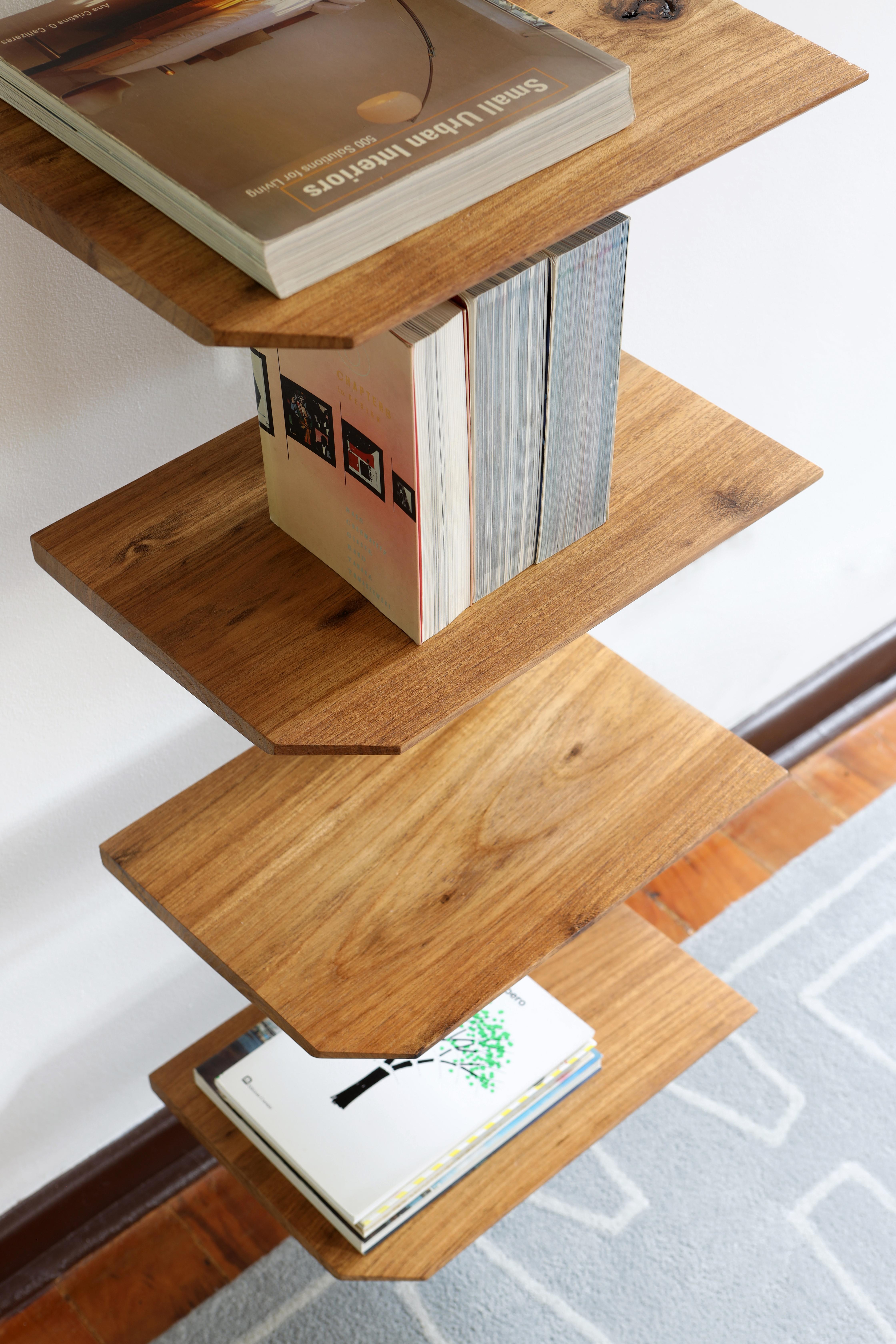 Modern Contemporary Book Shelf Stand in Brazilian Hardwood by Leo Strauss For Sale