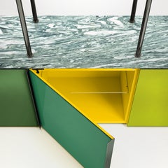 Contemporary Bookcase Floor to Ceiling Storage Unit Metal Marble Bookshelf Green