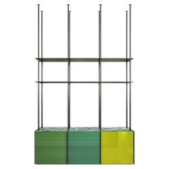 Contemporary Bookcase Floor to Ceiling Storage Unit Metal Marble Bookshelf Green