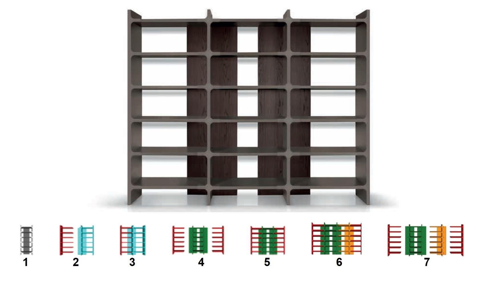 Bibliothèque contemporaine laquée, placage en chêne/noyer en vente 1