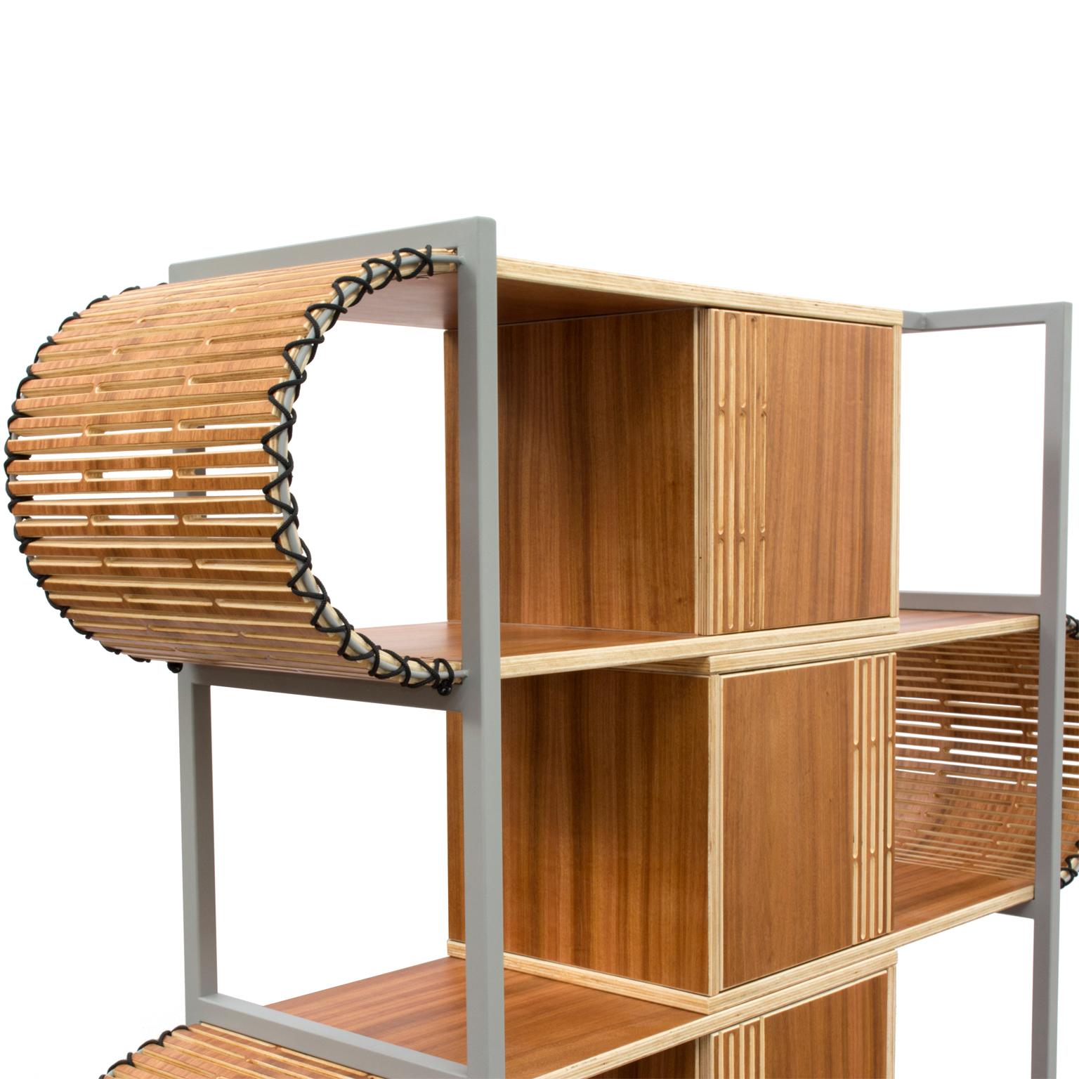 Steel Contemporary Bookshelf, Ruptura Shelf, Brazilian Design For Sale