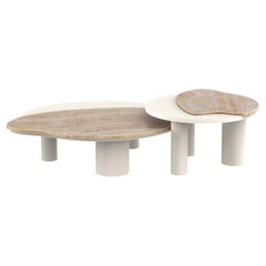 Contemporary Bordeira Nesting Coffee Tables, Onyx Miel, Lacquer, Greenapple