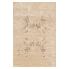 Contemporary Botanic Beige Silk Rug by Doris Leslie Blau