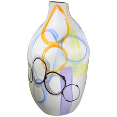 Contemporary Bottle Neck Abstract Multi-Color Bespoke Vase