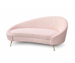 Contemporary Boucle Blush 2 Seater Sofa Curved Shape Golden Metal Legs