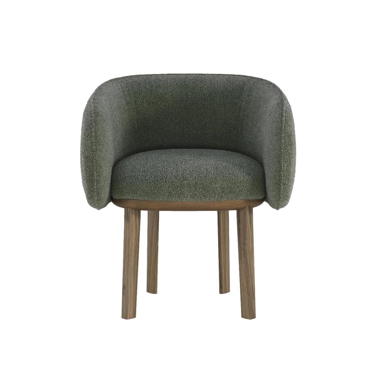 Contemporary Bouclé Dining Chair mit geschwungener Silhouette im Angebot 3