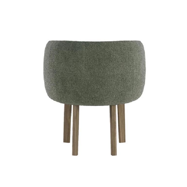 Hand-Crafted Contemporary Bouclé Dining Chair with Curvy Silhouette For Sale