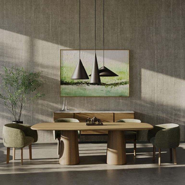 Contemporary Bouclé Dining Chair mit geschwungener Silhouette (21. Jahrhundert und zeitgenössisch) im Angebot