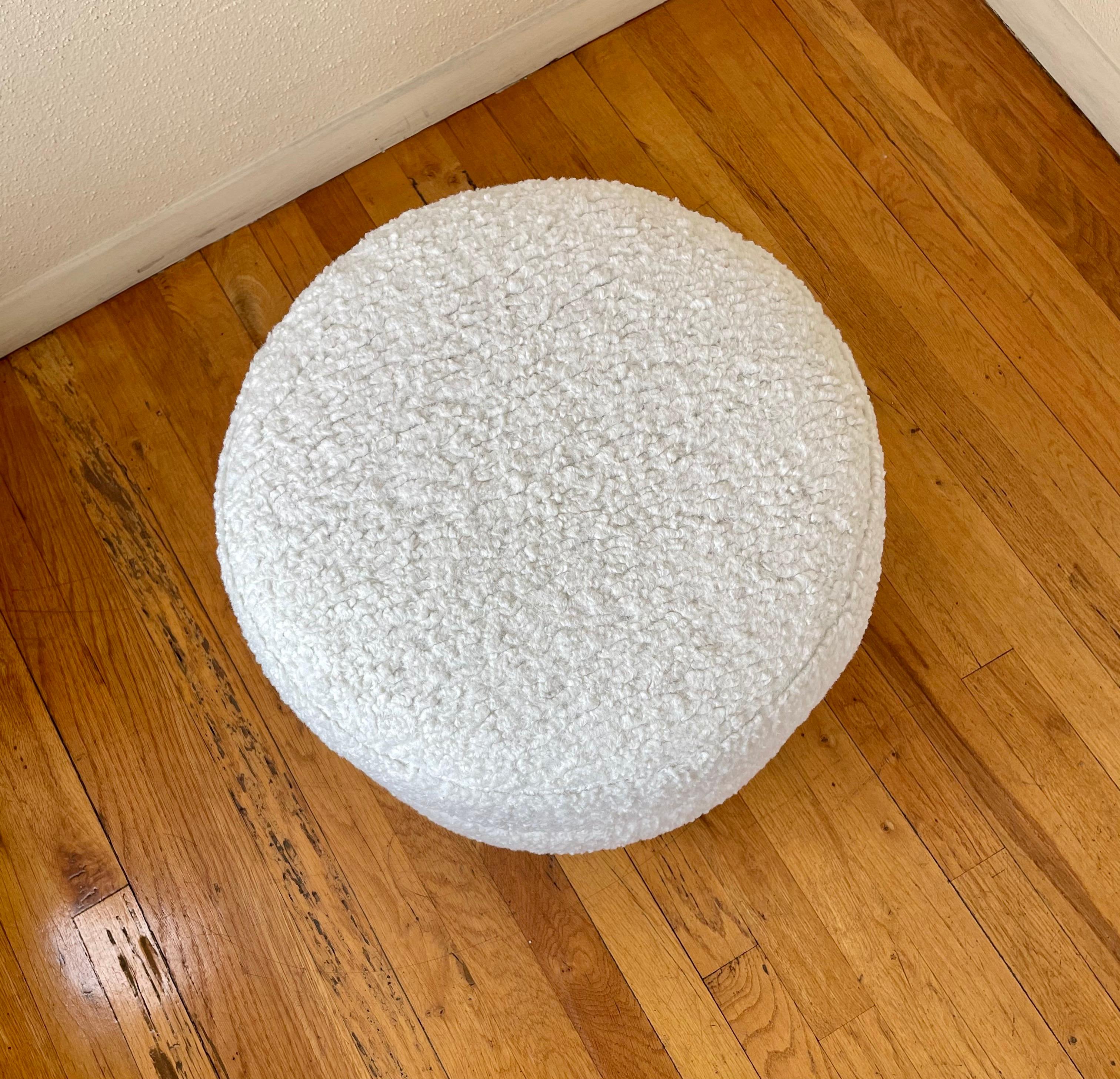 Post-Modern Contemporary Boucle Stool with Bronze Base